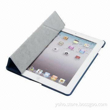 Blue Color Four Folder Leather Case with Stand and Multi-functional for New iPad and Magnetic Inside